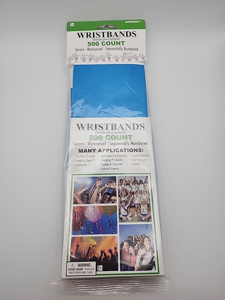 "NEW" Blue Event Wristbands 500 Count Secure Waterproof Sequentially Numbered