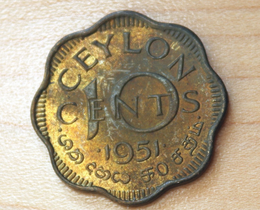 1951 Ceylon Sri Lanka 10 Cents