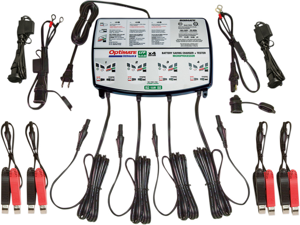 Tecmate Optimate Blue 12V 4 Bank Universal Motorcycle Lithium Battery Charger