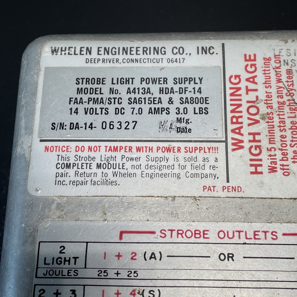 Whelen Strobe Light Power Supply - A413A