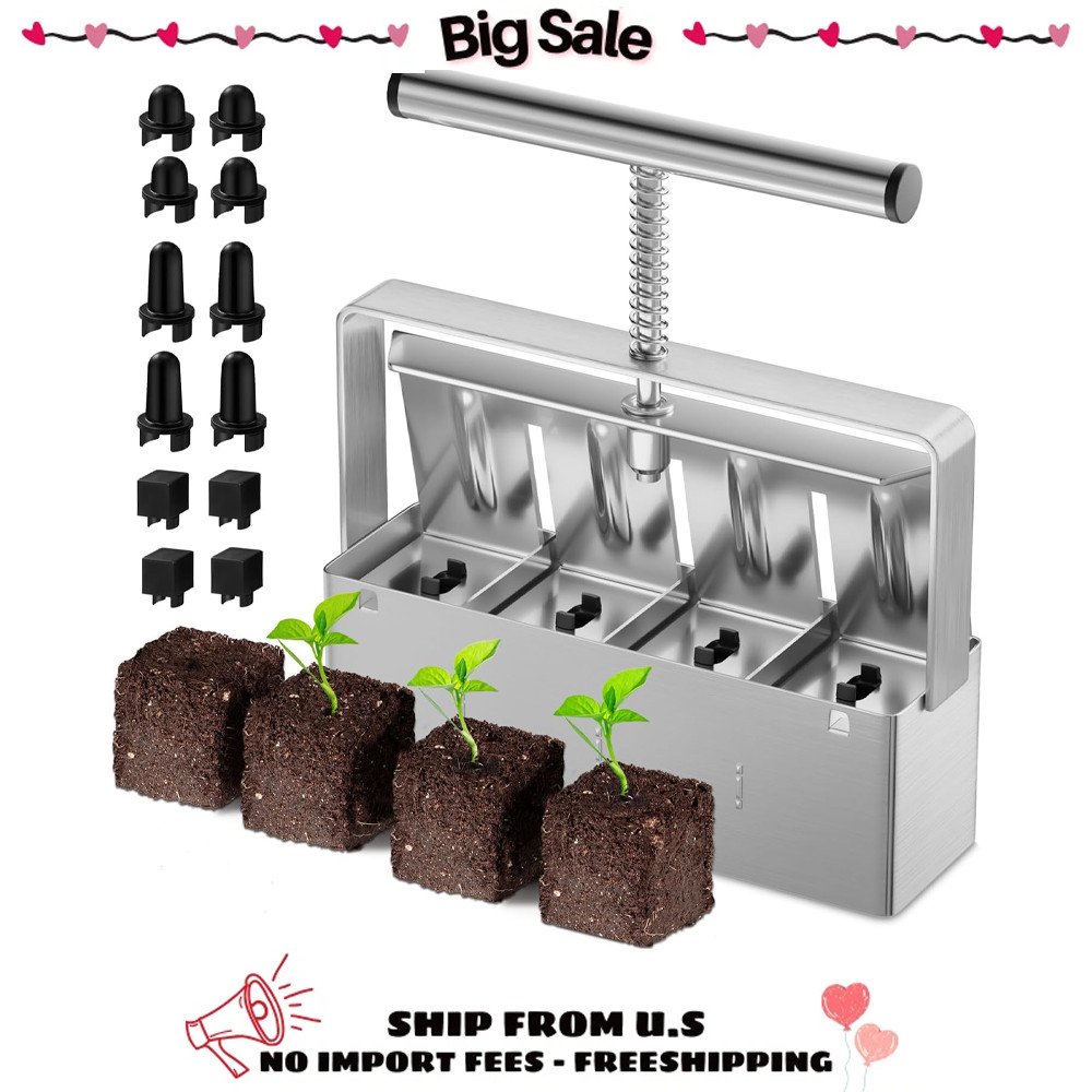 Soil Blocker 2 Inch 4 Cell Handheld Soil Blocking Tool for Seed Starting
