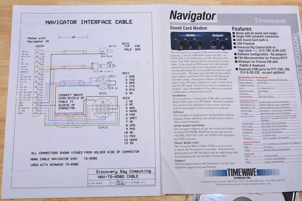 TIMEWAVE NAVIGATOR DOCUMENTATION  MANUALS ON CDROM SOUND CARD INTERFACE SOFTWARE