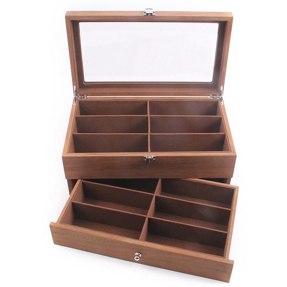 Eyeglass Case Storage Sunglass Display Box 12Bits 2 Layer Collect Organizer Gift