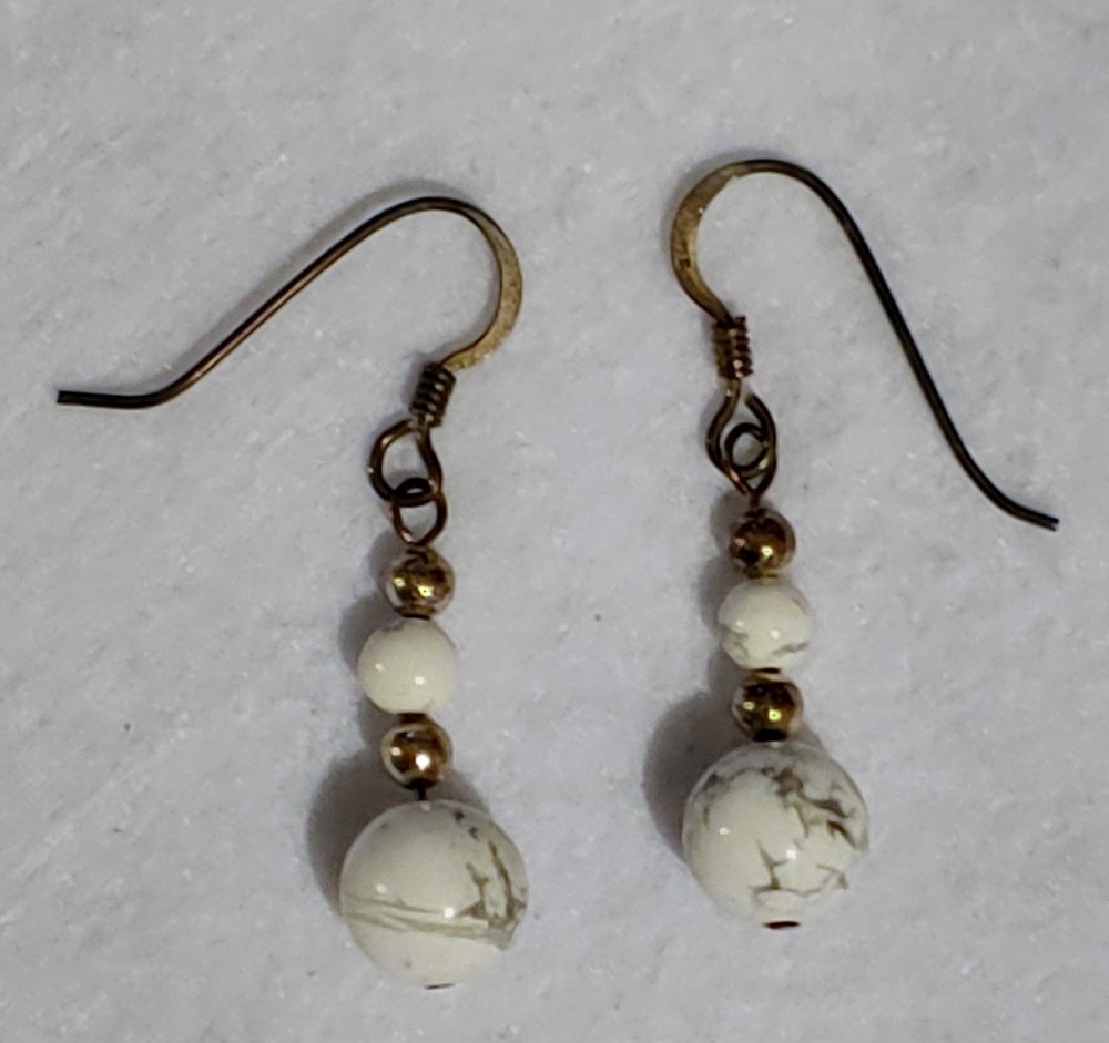 Pierced Earrings - Dangle - Sterling silver - White & Black stones - 1 in Drop