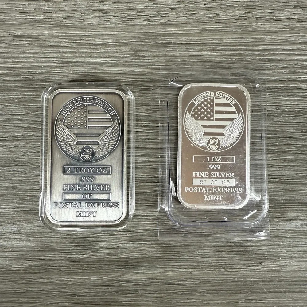POSTAL EXPRESS SILVER PLUNDER 2 OZ AND 1 OZ #RD SILVER BARS