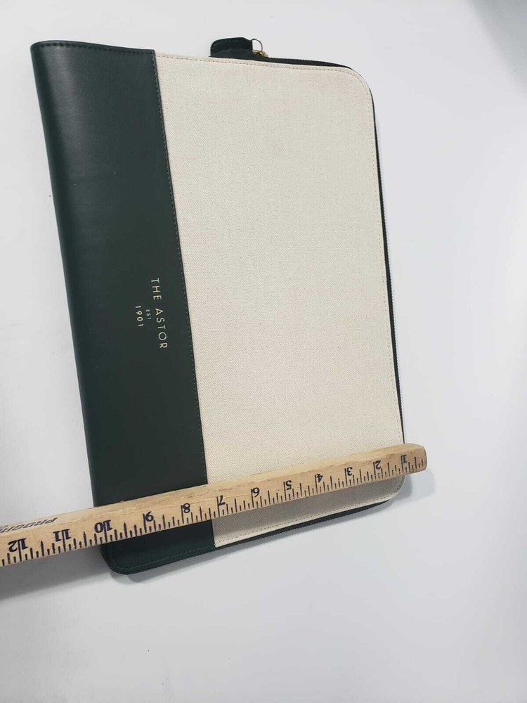 Leather Zippered Portfolio Document Case File Holder Organizer Bag