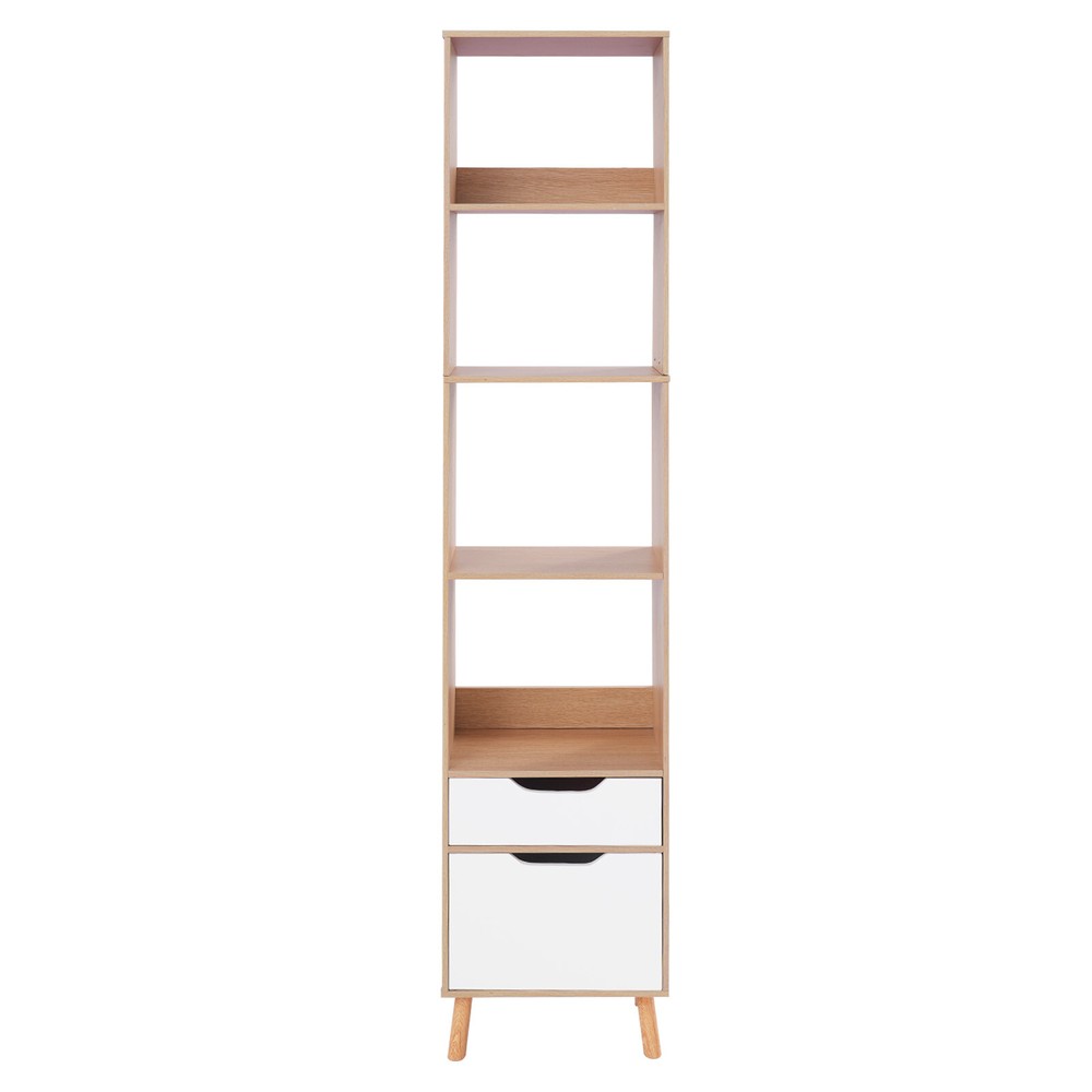 Bookshelf with Drawers, Bookcase Storage Organizer, Floor Standing Storage Rack