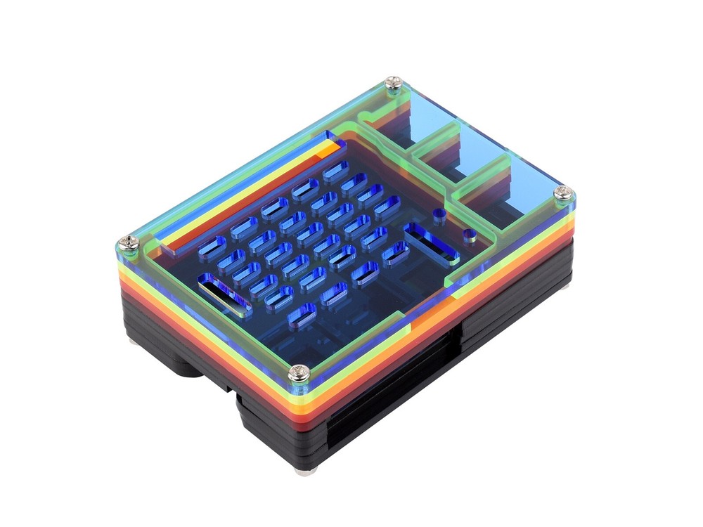 Waveshare Rainbow Acrylic Case For Raspberry Pi 5 Support Official Active Cooler