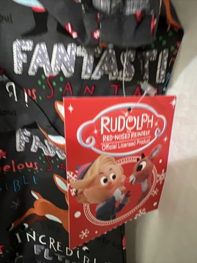 Rudolph The Red Nosed Reindeer Scrub Top Medium - NWT