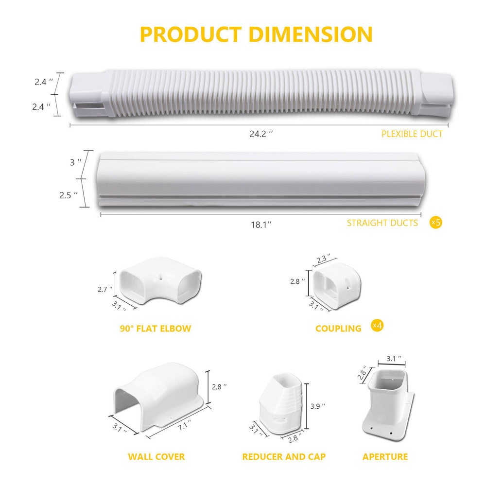3" x 9.5 Ft PVC Line Set Cover for Mini Split AC Ductless System