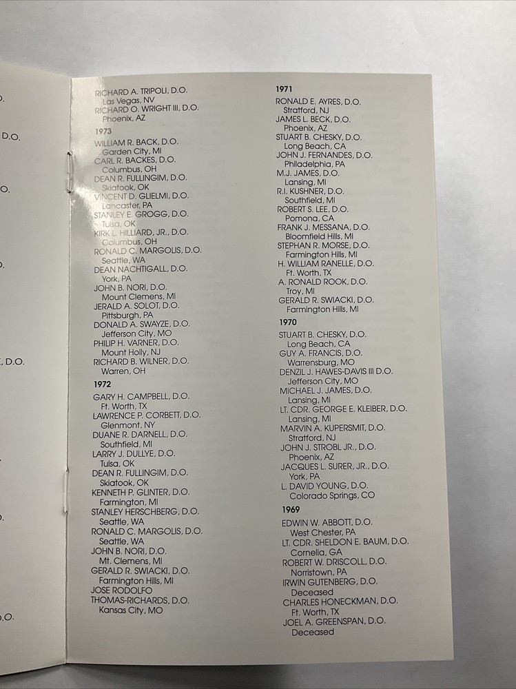 1991 National Osteopathic Foundation Mead Johnson Awards Breakfast Program Menu