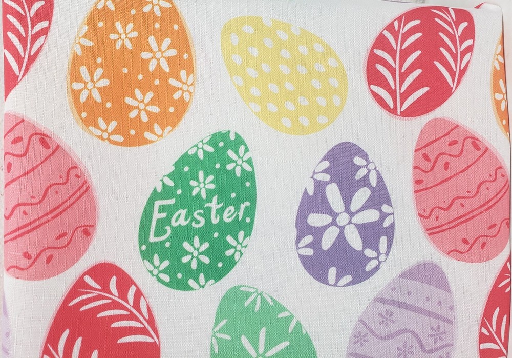 Printed Fabric Tablecloth 60"x84" Oblong (6-8 people) MULTICOLOR EASTER EGGS,EHD