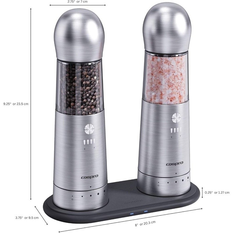 Electric Grinder Set 2 Automatic Spice Mill Qi Wireless Charging One-Hand Use