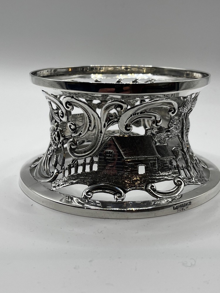 Irish Solid silver potato ring Dublin 1907 Castle and cottage E Johnson Ltd