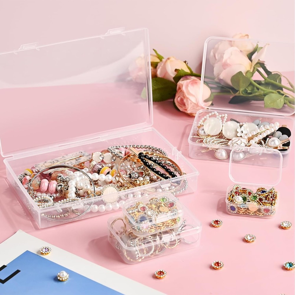 24 Pack Mixed Sizes Small Plastic Storage Containers, 4 (24Pcs), clear