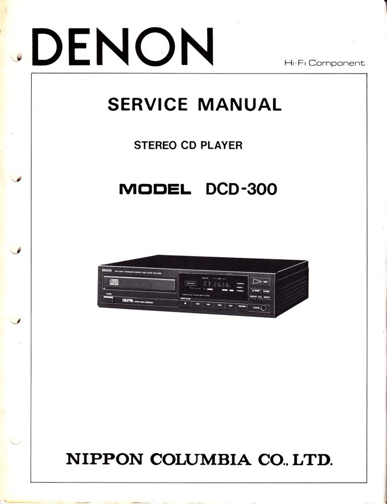 Original Denon DCD-300 Service Manual With Service Update