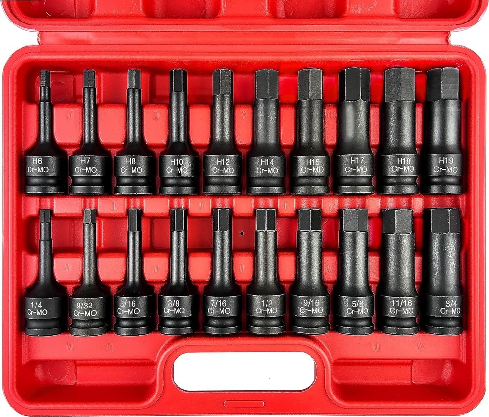1/2" Drive Master Impact Hex Bit Set, 20 Piece Hex Driver Socket Set, Allen Bit