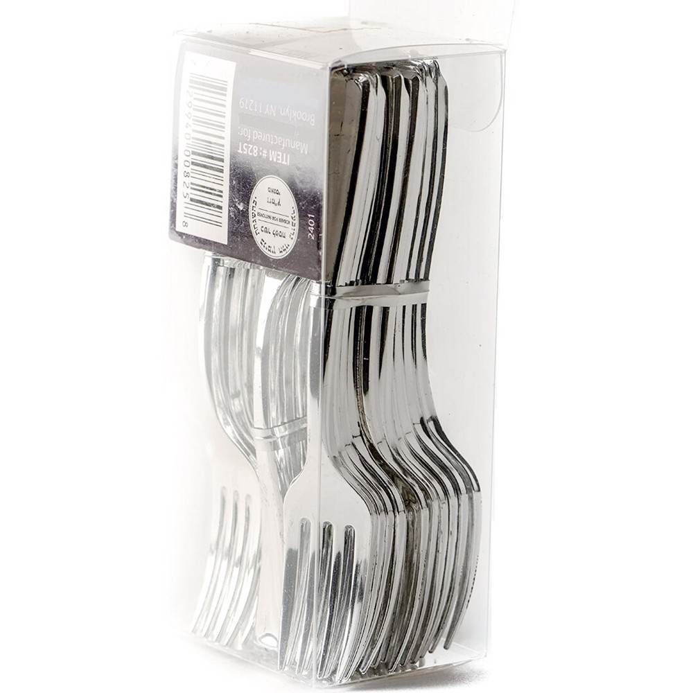 [1440 PACK] Disposable Plastic Silver Mini Forks - 4 inch Silver Plastic