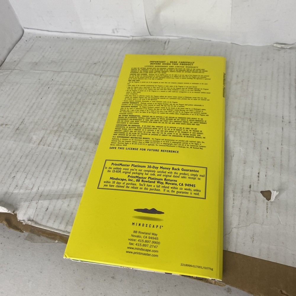 PrintMaster Platinum Program 6-CD Set Templates, Graphics & Tools Mindscape