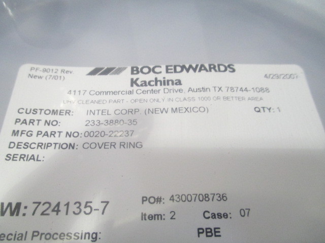AMAT 0020-22237 Cover Ring, 8" 424123