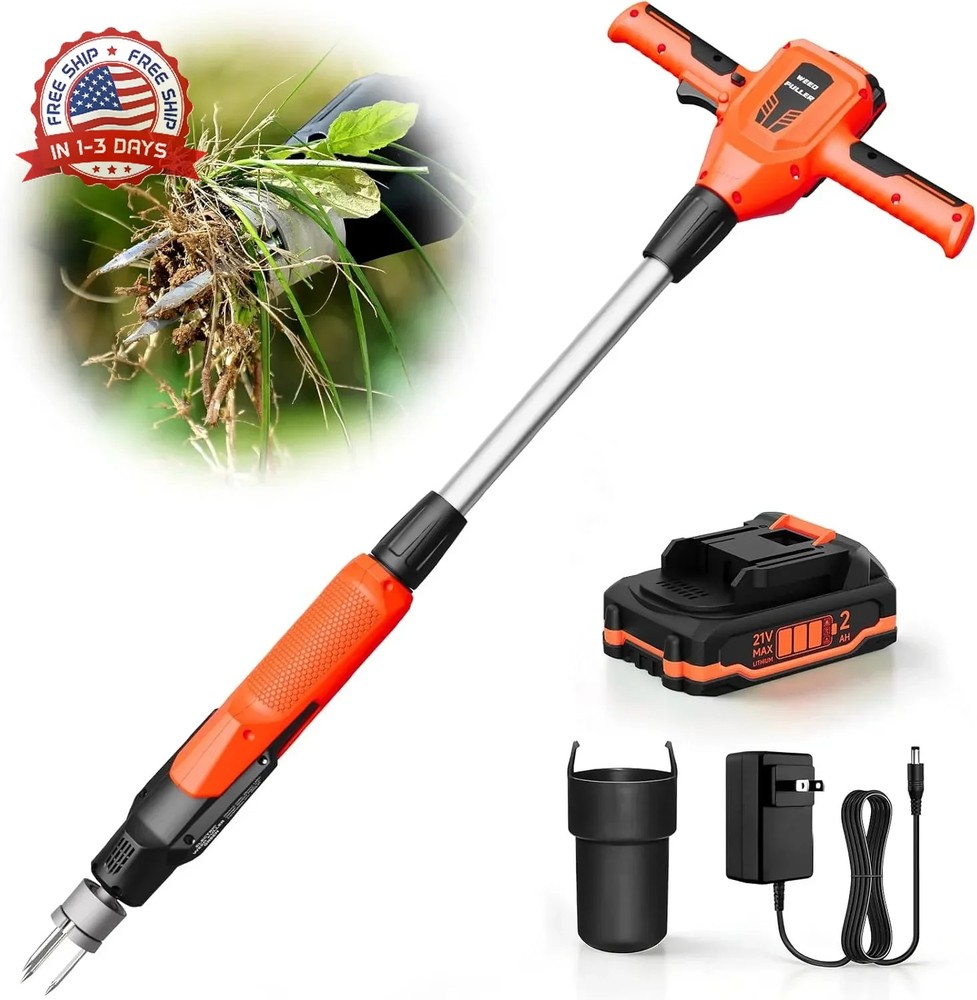 Weed Puller Tool, 21V Powerful Electric Weeder Tool with 2.0Ah Battery and Charg