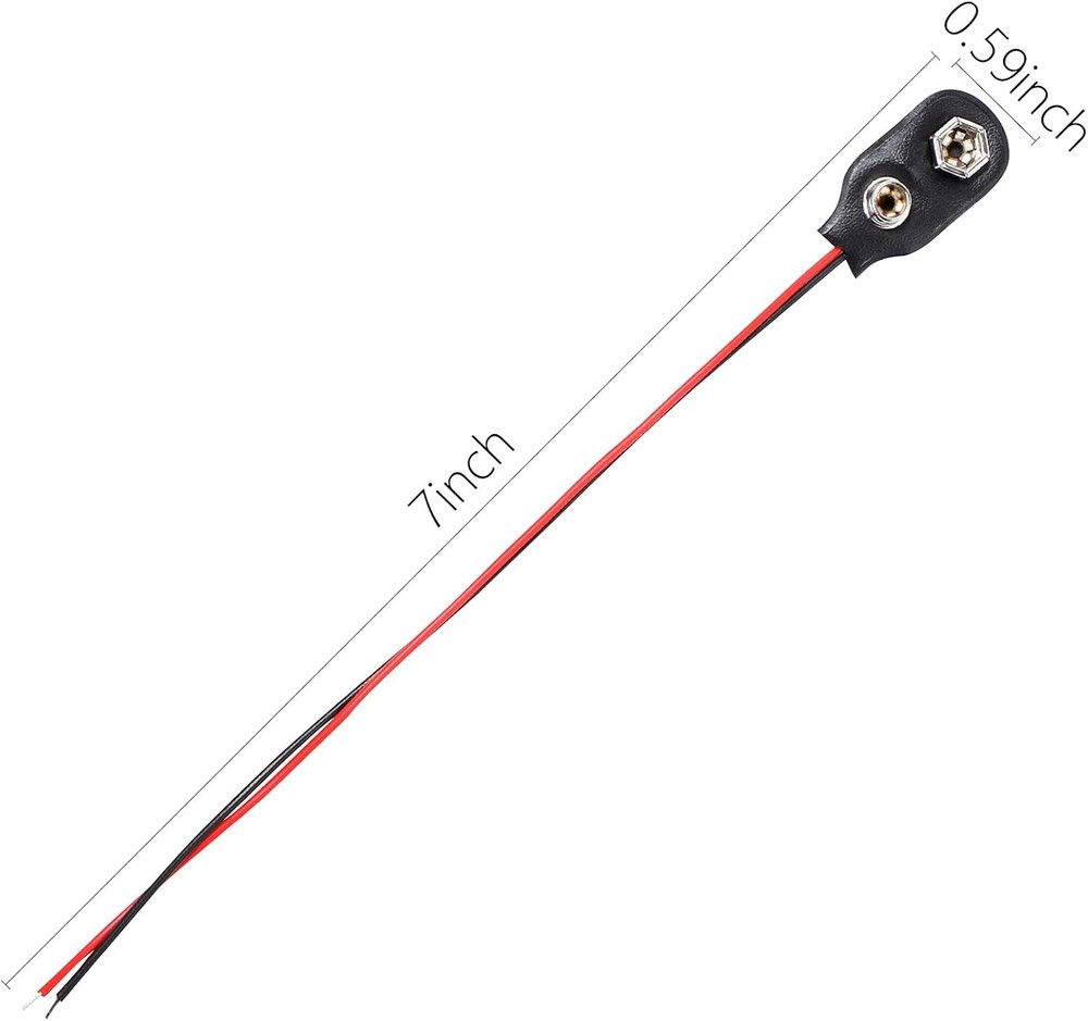 9V Battery Clip Connector, 9 Volt Long Cable Connection Soft Shell I Type,...