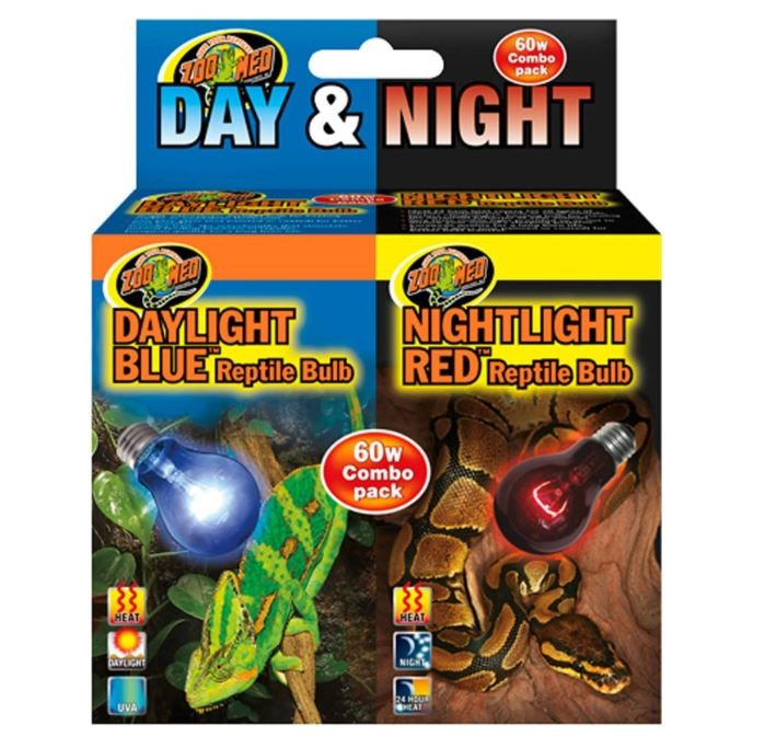 Zoo Med Day & Night Reptile Bulbs Combo Pack 60 watts - 2 Pack