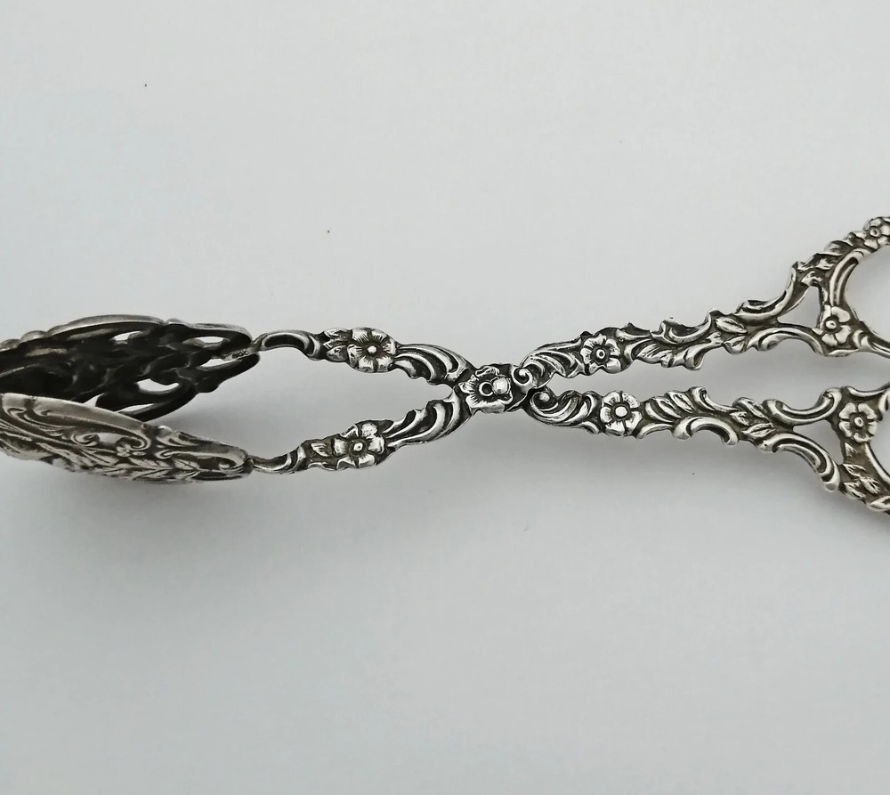 German .800 Solid Silver Cake Server - Serving Tongs