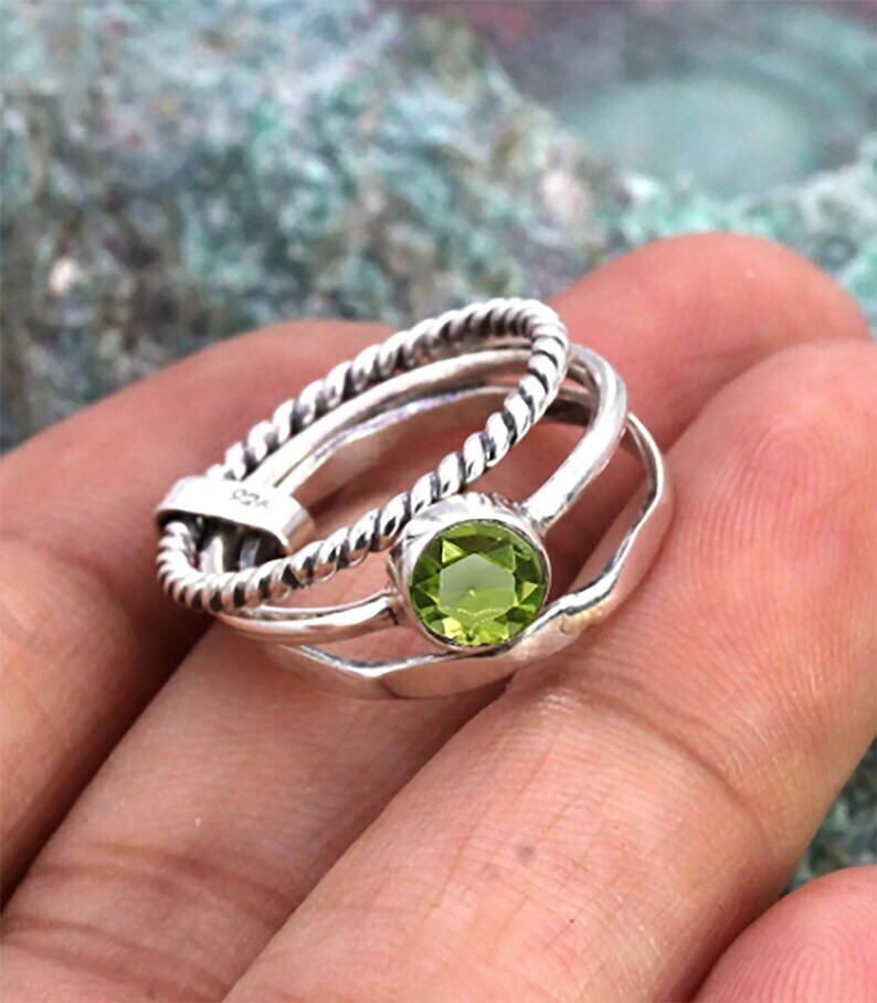 Peridot Ring 925 Sterling Silver Band &Statement Ring Handmade Ring All size