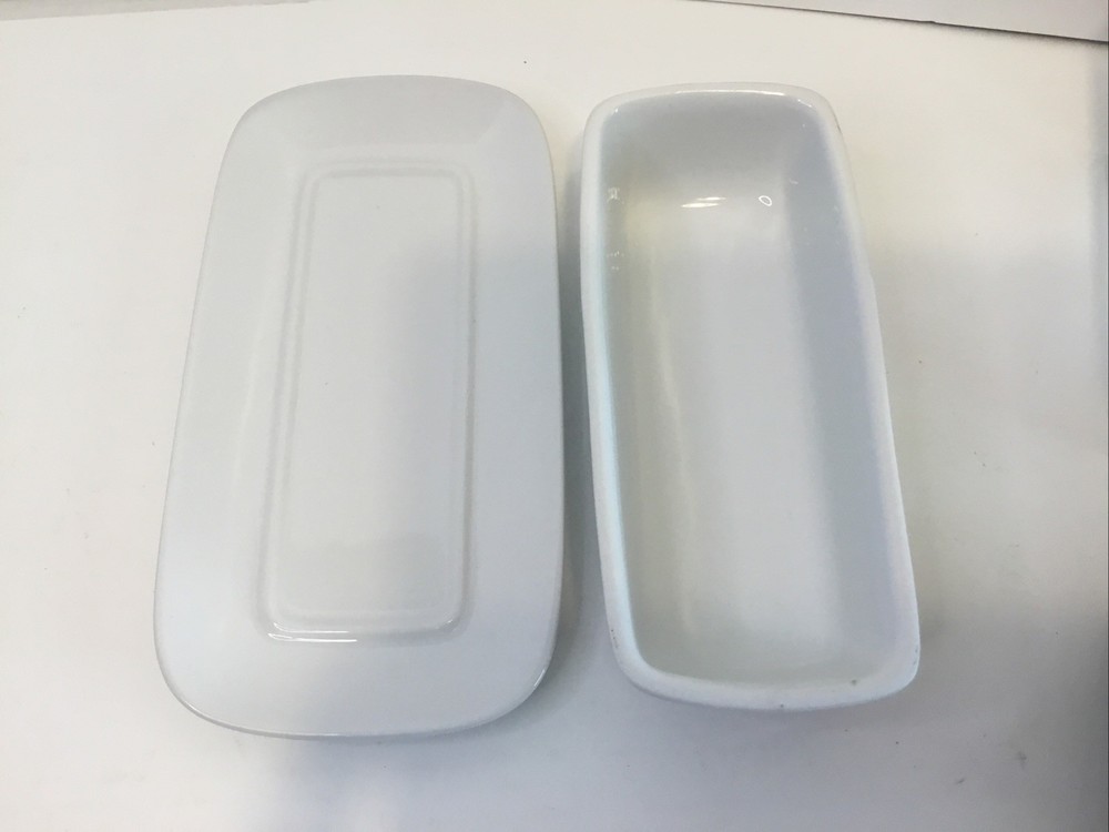 William Sonoma Covered Butter Dish White Ceramic Open Kitchen