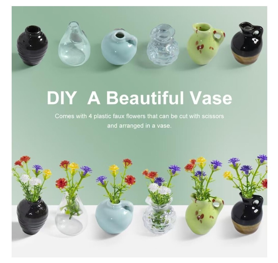 Mini Vase, Cute Magnetic Ceramic Vases (6 Pack)