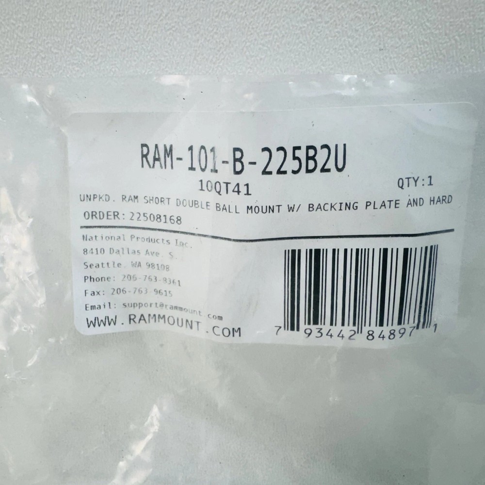 NEW RAM-101-B-225B2U RAM Drill-Down Dashboard Mount with Backing Plate