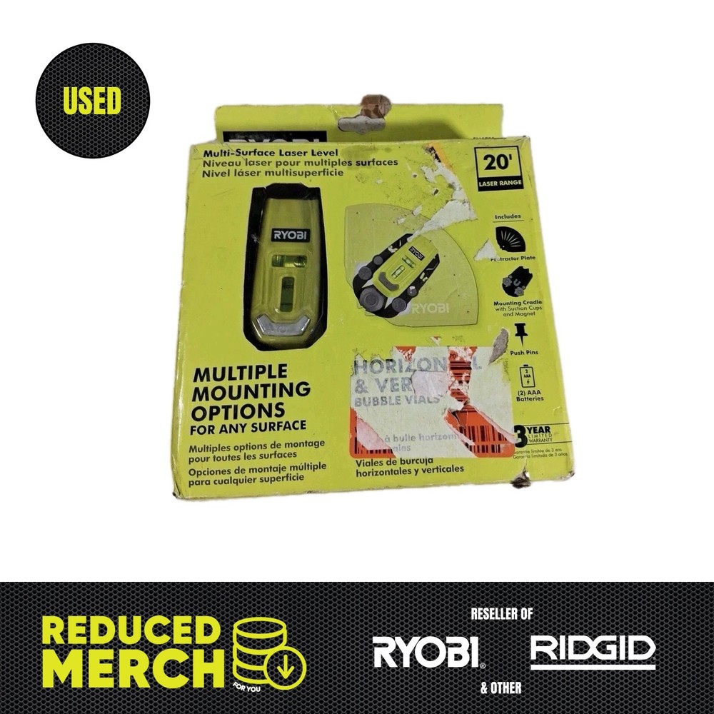Ryobi Multi Surface Laser Level - ELL1750 20 ft. laser range C