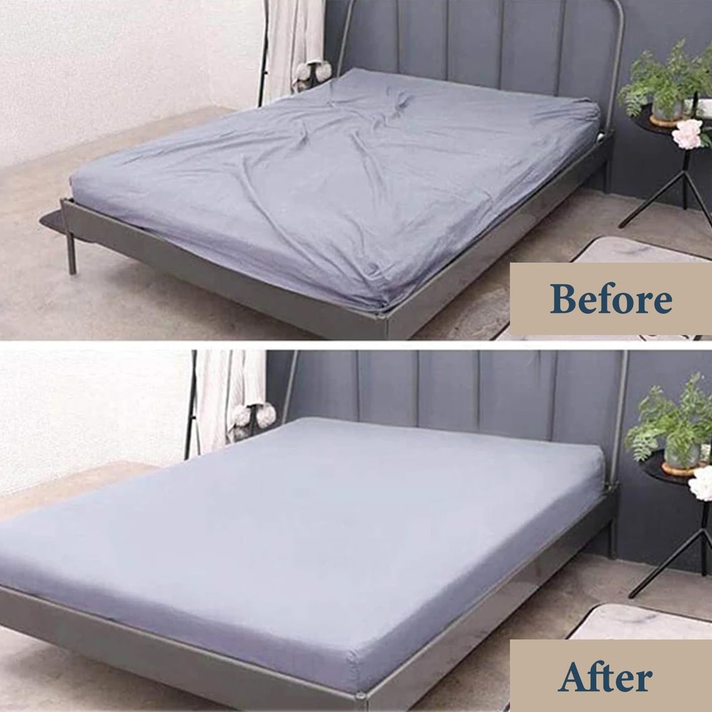 Sheet Straps for Bed, Durable Adjustable Fasteners, Metal Clips, 2PCS, White