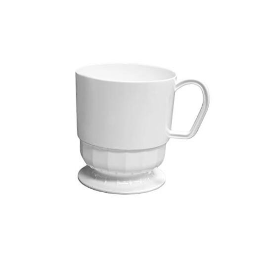 8-Ounce Hard Plastic Coffee Cup/Tea Mug with Handle 20-Count Deluxe White