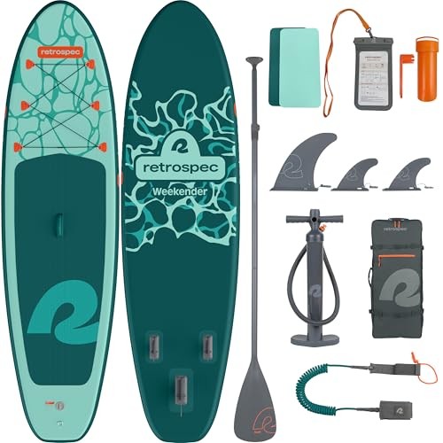 Weekender Inflatable Stand Up Paddle Board Includes Paddle, Pump, Travel Bag