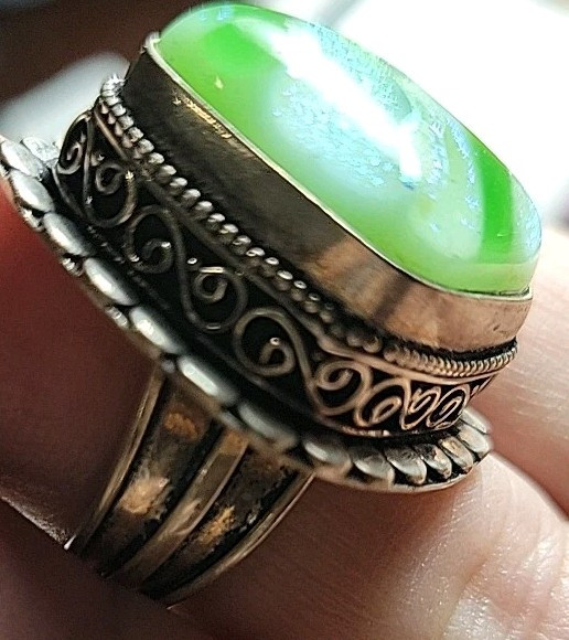 I Think Stone Is Chryoprase With Ring Marked 925 Size 5.75"