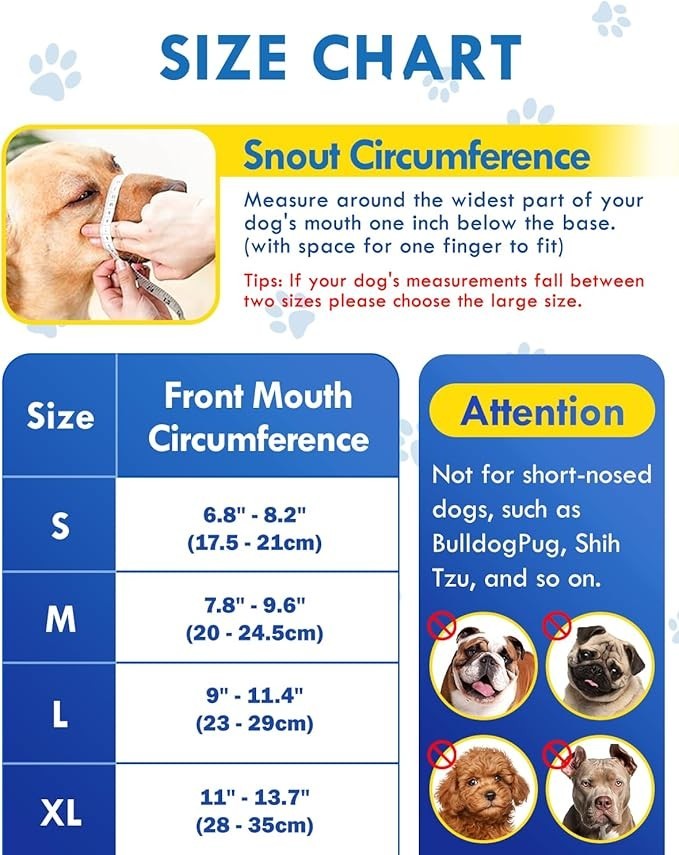 Nowaweve Adjustable Mesh Dog Muzzle - Size Medium - Blue - BRAND NEW