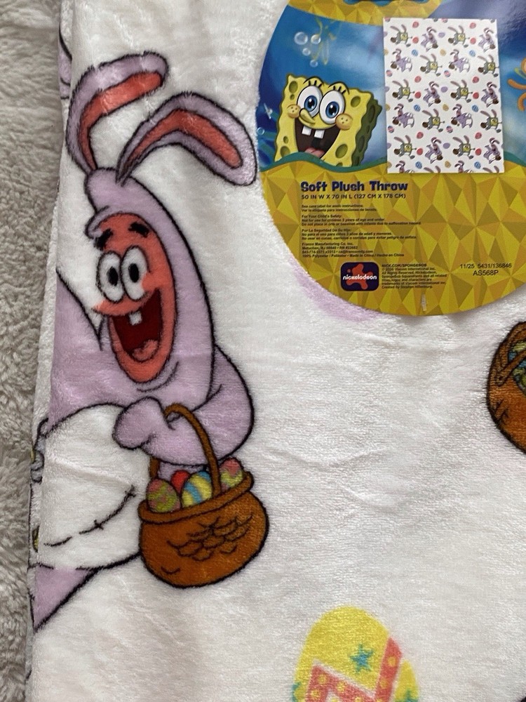 Spongebob Squarepants Patrick Easter Eggs Soft Throw Blanket 50” X 70” NEW