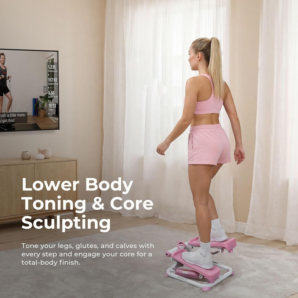 Pink Mini Step Workout Machine - Compact Cardio Equipment for Easy Home Use