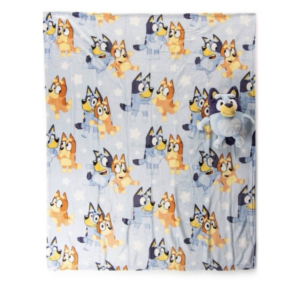 Bluey Pillow and Throw Blanket Blue NEW