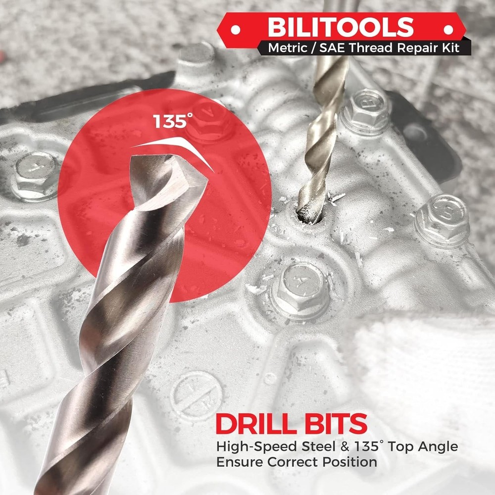 HSS M5x0.8 Thread Repair Kit with Durable 304 Stainless Inserts - Lightweight