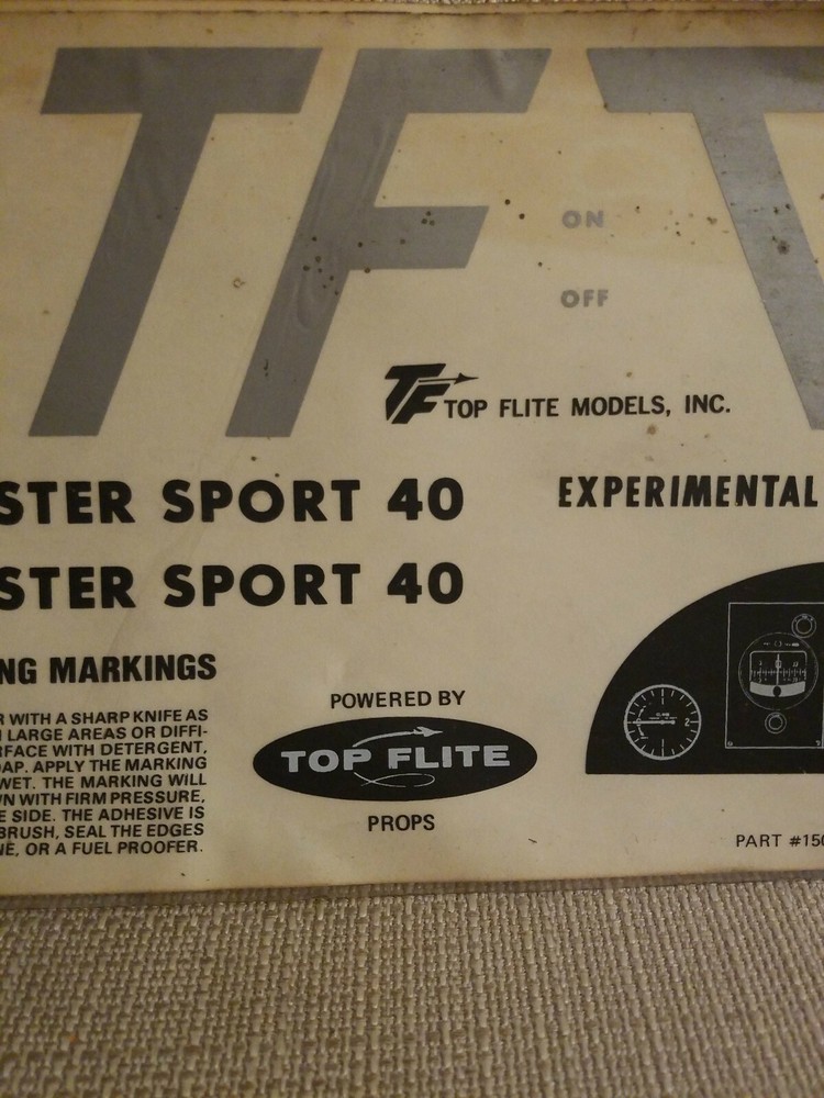 Vintage TOP FLITE HEADMASTER SPORT 40 DECALS