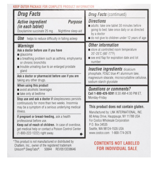 Basic Care Sleep Aid, Doxylamine Succinate Tablets, 25 mg, 2*96 Count