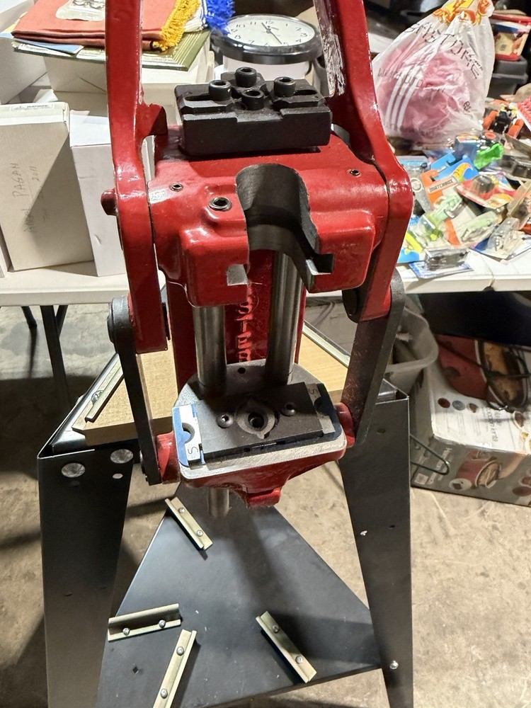 Forster Co-Ax single-stage reloading press On A Dedicated Press Stand