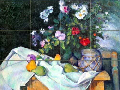 Tile Mural Still Life Flowers P. Cezanne Kitchen Wall Backsplash Marble Ceramic