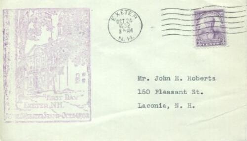 725 3c DANIEL WEBSTER -1st Webster Comm cachet - Exeter, NH