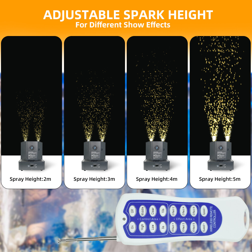 1300W Spin Double Head Cold Spark Machine DMX Sparkler Machine Firework Fountain