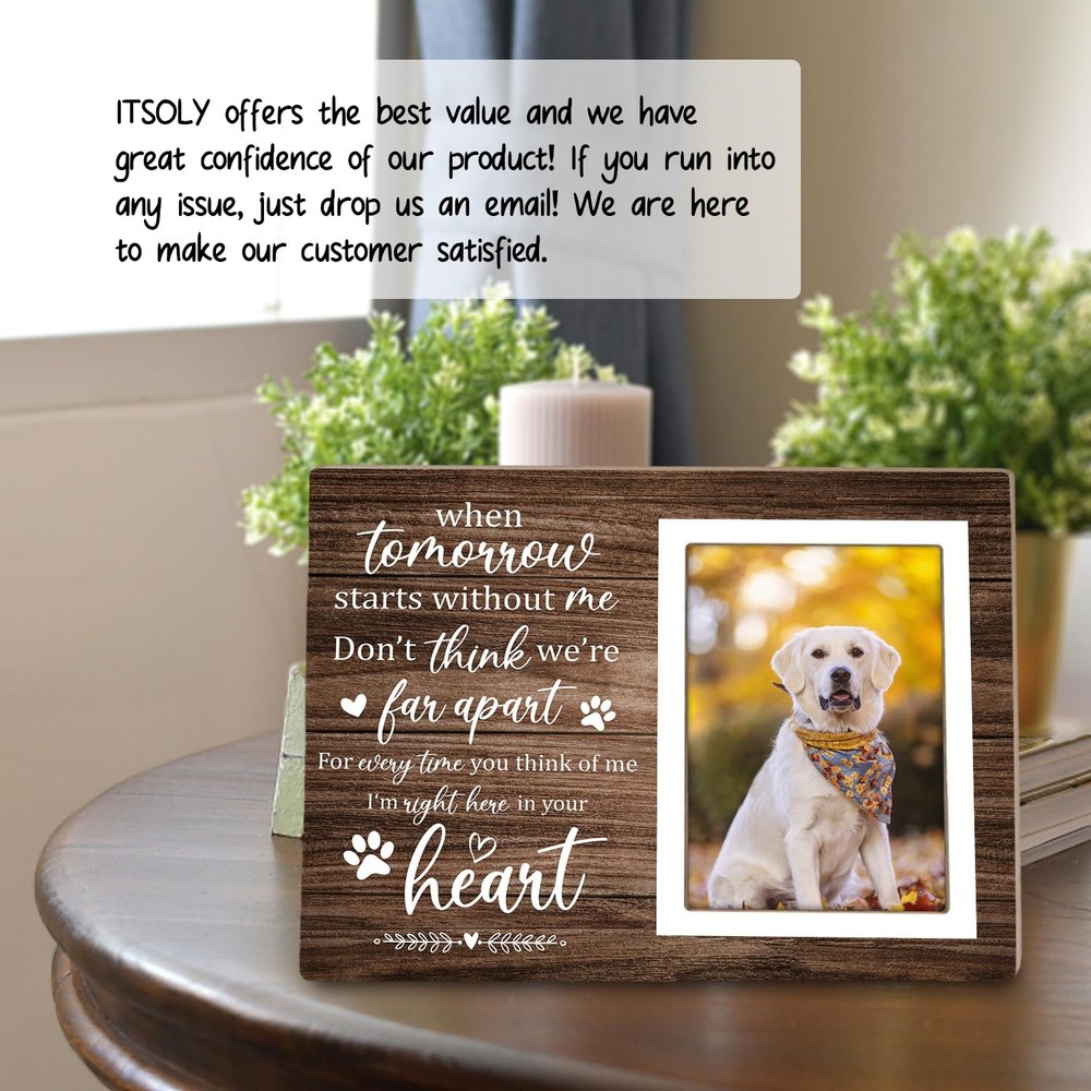 Itsoly Pet Memorial Picture Frame, Dog brown