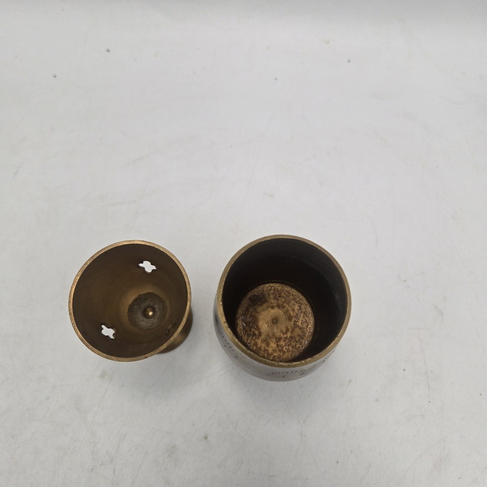 2 Small VTG Brass Incense Burner etched